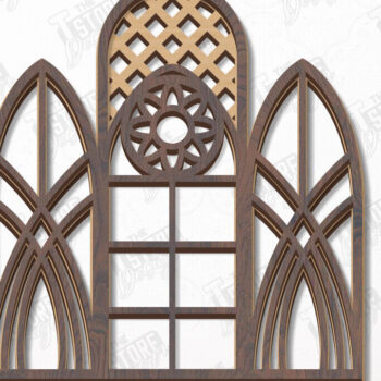 Intra απο ξύλο plywood  Χρώμα wenge 3mm-4mm πάχος - Πακέτο γοτθικών παραθύρων | Γοτθικό Στυλ|CNC Δίασταση 20x25 cm INTRAFABR-95710957 - Image 6