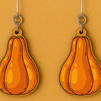 Intra απο ξύλο plywood  Χρώμα wenge 3mm-4mm πάχος - Κολοκύθα σκουλαρίκια Φθινόπωρο Δίασταση 3x3 cm INTRAFABR-95669963 - Image 1