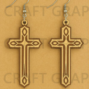 Intra απο ξύλο plywood  Χρώμα wenge 3mm-4mm πάχος - Ξύλινα σκουλαρίκια Grace Cross Δίασταση 3x3 cm INTRAFABR-95711013