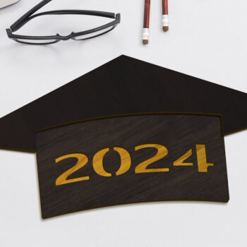 Intra απο ξύλο plywood Χρώμα wenge 3mm-4mm πάχος - Πρότυπο αποκοπής λέιζερ Graduation 2024 Δίασταση 5x6 cm INTRAFABR-95733073 - Image 1