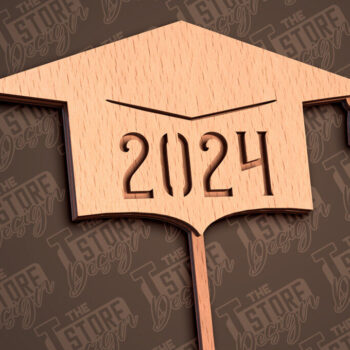 Intra απο ξύλο plywood Χρώμα wenge 3mm-4mm πάχος - Αποφοίτηση Topper Cake | CNC Δίασταση 30x20 cm INTRAFABR-93163376 - Image 1