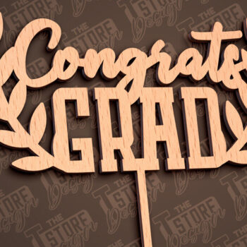 Intra απο ξύλο plywood Χρώμα wenge 3mm-4mm πάχος - Αποφοίτηση Topper Cake | CNC Δίασταση 30x20 cm INTRAFABR-93159119 - Image 1