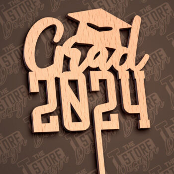 Intra απο ξύλο plywood Χρώμα wenge 3mm-4mm πάχος - Αποφοίτηση Topper Cake | CNC Δίασταση 30x20 cm INTRAFABR-89699960 - Image 1