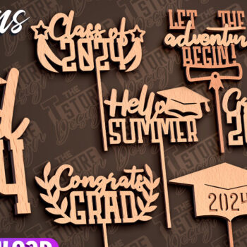 Intra απο ξύλο plywood  Χρώμα wenge 3mm-4mm πάχος - Αποφοίτηση Topper Cake | CNC Δίασταση 30x20 cm INTRAFABR-93694255 - Image 1