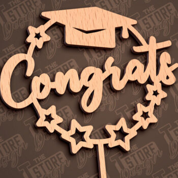 Intra απο ξύλο plywood  Χρώμα wenge 3mm-4mm πάχος - Αποφοίτηση Topper Cake | CNC Δίασταση 30x20 cm INTRAFABR-93694255 - Image 9