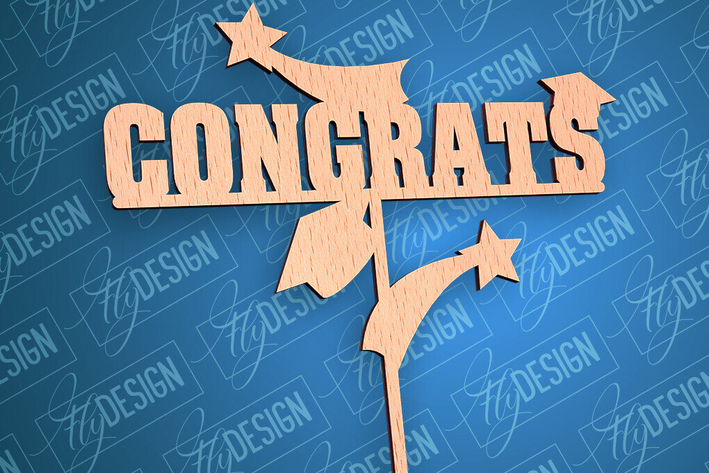 Intra απο ξύλο plywood  Χρώμα wenge 3mm-4mm πάχος - Αποφοίτηση Topper Cake | CNC Δίασταση 30x20 cm INTRAFABR-68840761