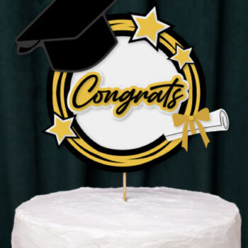 Intra απο ξύλο plywood  Χρώμα wenge 3mm-4mm πάχος - Graduation Cake Topper Δίασταση 30x20 cm INTRAFABR-93549867 - Image 2