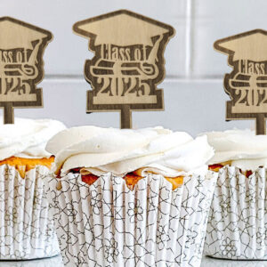 Intra απο ξύλο plywood  Χρώμα wenge 3mm-4mm πάχος - Αποφοίτηση Cup Cake Toppers Δίασταση 4x4 cm INTRAFABR-93549511