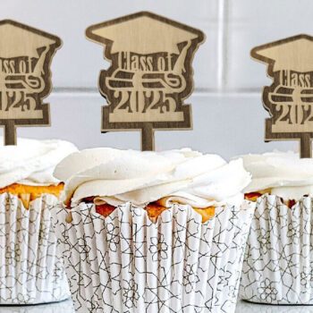Intra απο ξύλο plywood Χρώμα wenge 3mm-4mm πάχος - Αποφοίτηση Cup Cake Toppers Δίασταση 4x4 cm INTRAFABR-93549511 - Image 1