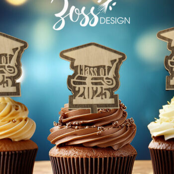 Intra απο ξύλο plywood Χρώμα wenge 3mm-4mm πάχος - Αποφοίτηση Cup Cake Toppers Δίασταση 4x4 cm INTRAFABR-93549511 - Image 2