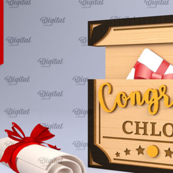 Intra απο ξύλο plywood Χρώμα wenge 3mm-4mm πάχος - Δωροθήκη αποφοίτησης με λέιζερ Δίασταση 30x20 cm INTRAFABR-120024275 - Image 1