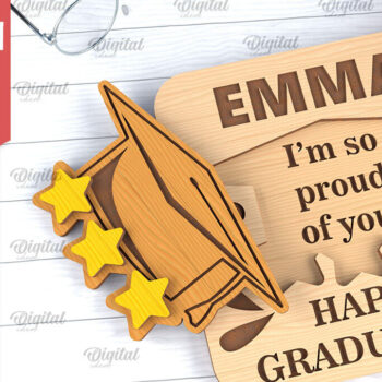 Intra απο ξύλο plywood Χρώμα wenge 3mm-4mm πάχος - Ευχετήρια κάρτα αποφοίτησης Δίασταση 10x15 cm INTRAFABR-116900458 - Image 1