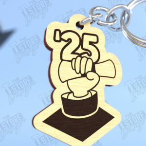 Intra απο ξύλο plywood  Χρώμα wenge 3mm-4mm πάχος - Μπρελόκ αποφοίτησης | Grad 2025 | Μπρελόκ Δίασταση 4x4 cm INTRAFABR-124873530