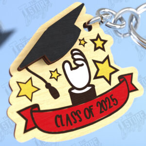 Intra απο ξύλο plywood  Χρώμα wenge 3mm-4mm πάχος - Μπρελόκ αποφοίτησης | Grad 2025| Μπρελόκ Δίασταση 4x4 cm INTRAFABR-93720002