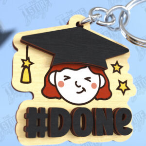 Intra απο ξύλο plywood  Χρώμα wenge 3mm-4mm πάχος - Μπρελόκ αποφοίτησης | Grad 2025| Μπρελόκ Δίασταση 4x4 cm INTRAFABR-119418789