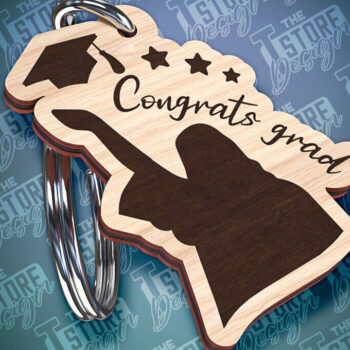 Intra απο ξύλο plywood Χρώμα wenge 3mm-4mm πάχος - Αποφοίτηση Μπρελόκ με λέιζερ | Σχολείο Δίασταση 4x4 cm INTRAFABR-119240047 - Image 1