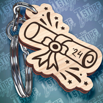 Intra απο ξύλο plywood  Χρώμα wenge 3mm-4mm πάχος - Αποφοίτηση Μπρελόκ με λέιζερ | Σχολείο Δίασταση 4x4 cm INTRAFABR-66810081 - Image 7