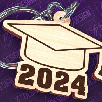 Intra απο ξύλο plywood  Χρώμα wenge 3mm-4mm πάχος - Αποφοίτηση Μπρελόκ με λέιζερ | Σχολείο Δίασταση 4x4 cm INTRAFABR-59130839 - Image 1