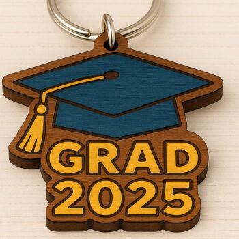 Intra απο ξύλο plywood Χρώμα wenge 3mm-4mm πάχος - Graduation Keychain 2025 Δίασταση 4x4 cm INTRAFABR-96560561 - Image 1