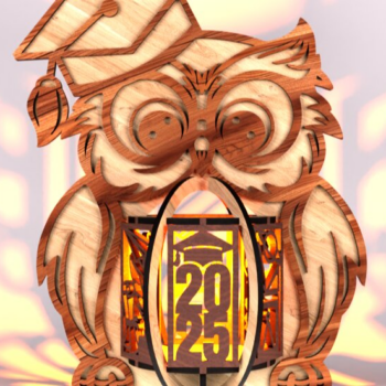 Intra απο ξύλο plywood Χρώμα wenge 3mm-4mm πάχος - Λαμπτήρας αποφοίτησης Κουκουβάγια Δίασταση 7x9 cm INTRAFABR-124873252 - Image 1