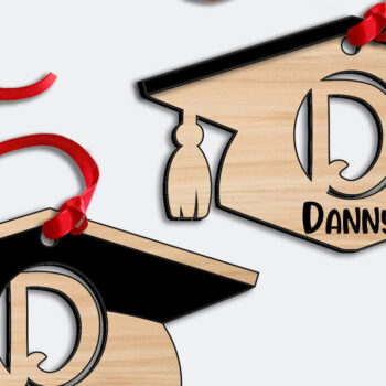 Intra απο ξύλο plywood  Χρώμα wenge 3mm-4mm πάχος - Στολίδι γράμματος D αποφοίτησης με λέιζερ Δίασταση 6x6 cm INTRAFABR-124873025 - Image 1