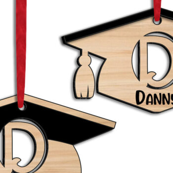 Intra απο ξύλο plywood  Χρώμα wenge 3mm-4mm πάχος - Στολίδι γράμματος D αποφοίτησης με λέιζερ Δίασταση 6x6 cm INTRAFABR-124873025 - Image 2