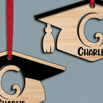 Intra απο ξύλο plywood  Χρώμα wenge 3mm-4mm πάχος - Laser Graduation Letter C Στολίδι Δίασταση 6x6 cm INTRAFABR-94154279 - Image 1