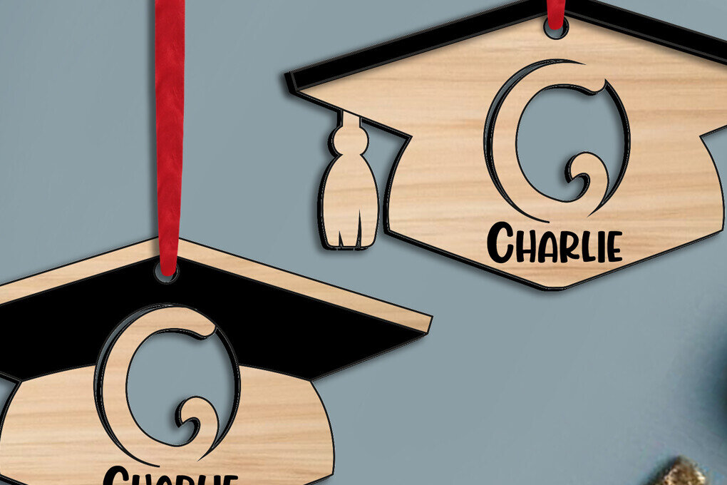 Intra απο ξύλο plywood  Χρώμα wenge 3mm-4mm πάχος - Laser Graduation Letter C Στολίδι Δίασταση 6x6 cm INTRAFABR-94154279