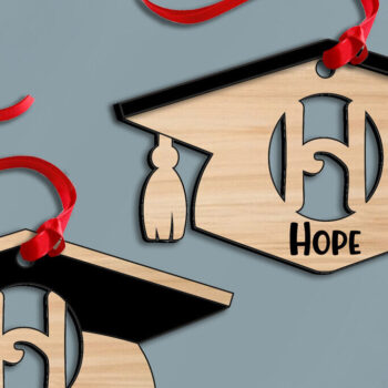 Intra απο ξύλο plywood Χρώμα wenge 3mm-4mm πάχος - Graduation Laser Letter H Στολίδι Δίασταση 6x6 cm INTRAFABR-94154281 - Image 2