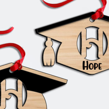 Intra απο ξύλο plywood Χρώμα wenge 3mm-4mm πάχος - Graduation Laser Letter H Στολίδι Δίασταση 6x6 cm INTRAFABR-94154281 - Image 3