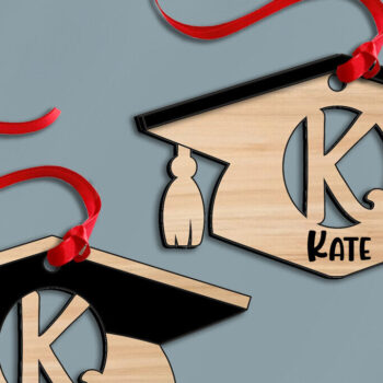 Intra απο ξύλο plywood  Χρώμα wenge 3mm-4mm πάχος - Laser Graduation Letter K Στολίδι Δίασταση 6x6 cm INTRAFABR-94154284 - Image 1