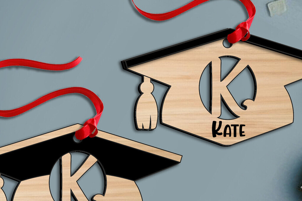 Intra απο ξύλο plywood  Χρώμα wenge 3mm-4mm πάχος - Laser Graduation Letter K Στολίδι Δίασταση 6x6 cm INTRAFABR-94154284