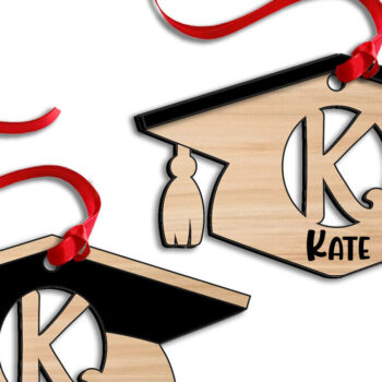 Intra απο ξύλο plywood  Χρώμα wenge 3mm-4mm πάχος - Laser Graduation Letter K Στολίδι Δίασταση 6x6 cm INTRAFABR-94154284 - Image 2
