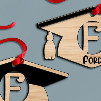 Intra απο ξύλο plywood Χρώμα wenge 3mm-4mm πάχος - Γράμμα αποφοίτησης F Διακοσμητικό λέιζερ Δίασταση 30x20 cm INTRAFABR-97233042 - Image 1