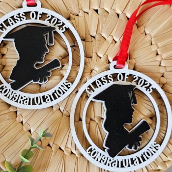 Intra απο ξύλο plywood  Χρώμα wenge 3mm-4mm πάχος - κοπής με λέιζερ μετάλλιο αποφοίτησης Δίασταση 4x4 cm INTRAFABR-116153318 - Image 3