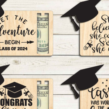 Intra απο ξύλο plywood Χρώμα wenge 3mm-4mm πάχος - Κάτοχος κάρτας Graduation Money Card 2024 Δίασταση 20x20 cm INTRAFABR-94751115 - Image 2