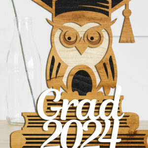 Intra απο ξύλο plywood  Χρώμα wenge 3mm-4mm πάχος - Πρότυπο αποκοπής λέιζερ κουκουβάγιας αποφοίτησης Δίασταση 5x6 cm INTRAFABR-95570116