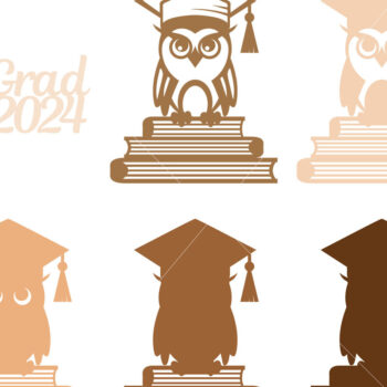 Intra απο ξύλο plywood  Χρώμα wenge 3mm-4mm πάχος - Πρότυπο αποκοπής λέιζερ κουκουβάγιας αποφοίτησης Δίασταση 5x6 cm INTRAFABR-95570116 - Image 5