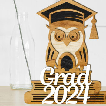 Intra απο ξύλο plywood  Χρώμα wenge 3mm-4mm πάχος - Πρότυπο αποκοπής λέιζερ κουκουβάγιας αποφοίτησης Δίασταση 5x6 cm INTRAFABR-95570116 - Image 6