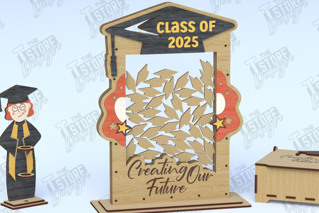 Intra απο ξύλο plywood  Χρώμα wenge 3mm-4mm πάχος - Βιβλίο επισκεπτών Graduation Party | Grad 2025 Δίασταση 20x20 cm INTRAFABR-95355431