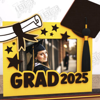 Intra απο ξύλο plywood  Χρώμα wenge 3mm-4mm πάχος - Κορνίζα αποφοίτησης | Grad 2025 | CNC Δίασταση 20x25 cm INTRAFABR-120572559 - Image 1