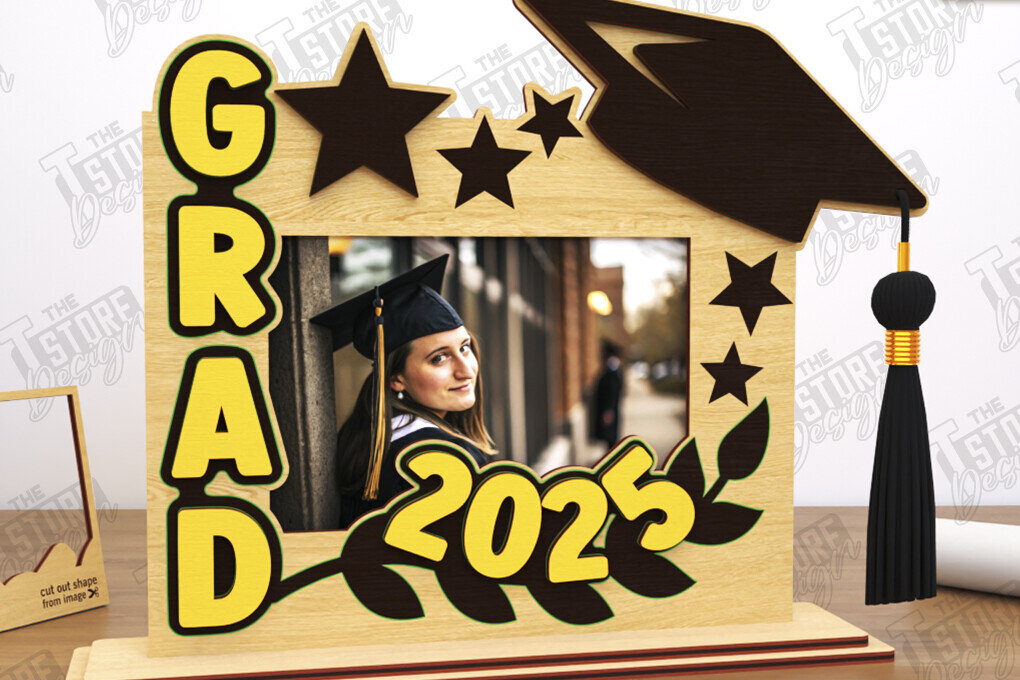 Intra απο ξύλο plywood  Χρώμα wenge 3mm-4mm πάχος - Κορνίζα αποφοίτησης | Grad 2025 | CNC Δίασταση 20x25 cm INTRAFABR-120572819