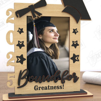 Intra απο ξύλο plywood  Χρώμα wenge 3mm-4mm πάχος - Κορνίζα αποφοίτησης | Grad 2025 | CNC Δίασταση 20x25 cm INTRAFABR-120588622 - Image 1