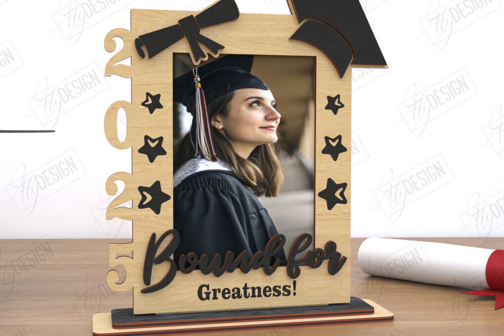 Intra απο ξύλο plywood  Χρώμα wenge 3mm-4mm πάχος - Κορνίζα αποφοίτησης | Grad 2025 | CNC Δίασταση 20x25 cm INTRAFABR-120588622