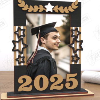 Intra απο ξύλο plywood Χρώμα wenge 3mm-4mm πάχος - Κορνίζα αποφοίτησης | Grad 2025 | CNC Δίασταση 20x25 cm INTRAFABR-118996457 - Image 1