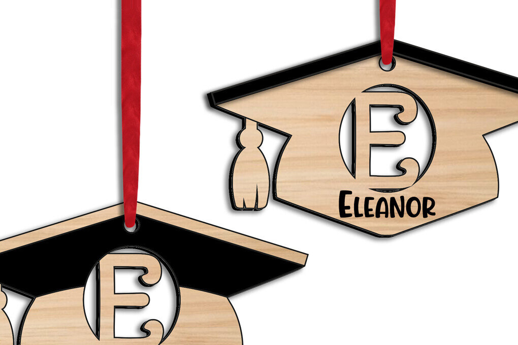 Intra απο ξύλο plywood  Χρώμα wenge 3mm-4mm πάχος - Στολίδι Graduation Laser Letter E Δίασταση 6x6 cm INTRAFABR-121597255