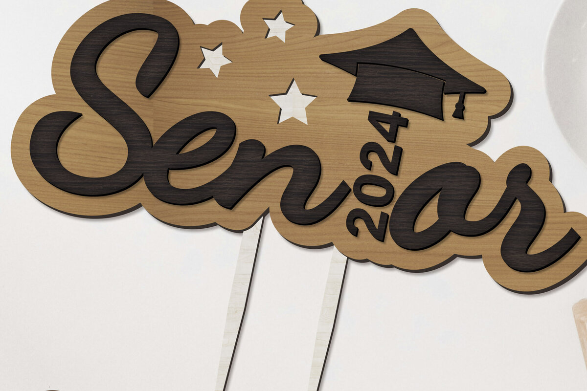 Intra απο ξύλο plywood  Χρώμα wenge 3mm-4mm πάχος - Αποκομμένο Graduation Topper Decor Δίασταση 6x10 cm INTRAFABR-116293387