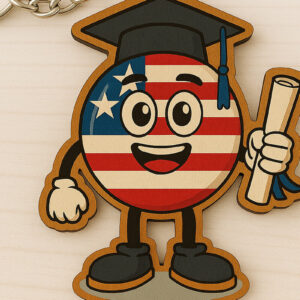 Intra απο ξύλο plywood  Χρώμα wenge 3mm-4mm πάχος - Αποφοίτηση USA Keychain Δίασταση 4x4 cm INTRAFABR-116293579