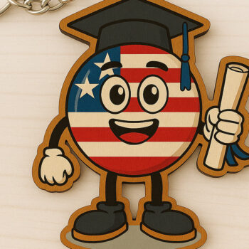 Intra απο ξύλο plywood  Χρώμα wenge 3mm-4mm πάχος - Αποφοίτηση USA Keychain Δίασταση 4x4 cm INTRAFABR-116293579 - Image 1