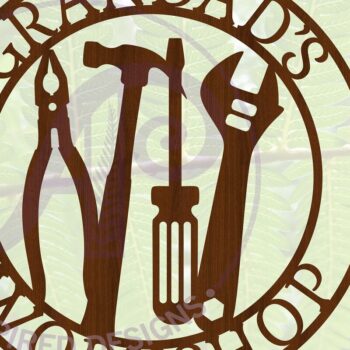 Intra απο ξύλο plywood  Χρώμα wenge 3mm-4mm πάχος - Πινακίδα Εργαλεία εργαστηρίου παππούδων Cut Δίασταση 30x20 cm INTRAFABR-66300914 - Image 4